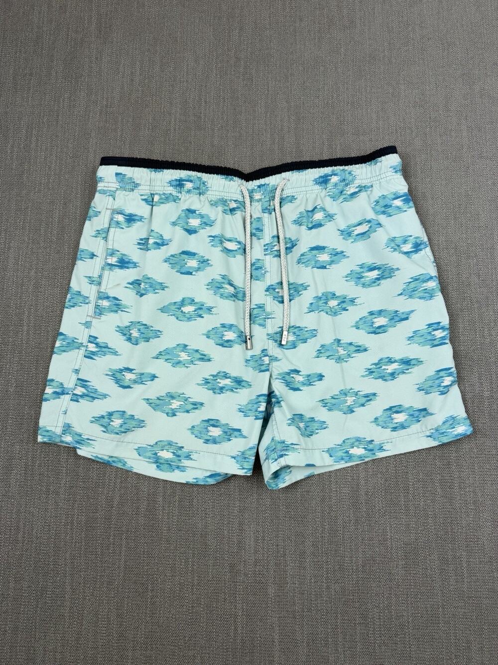 Sophia Alexia Pier St Barth Swim Trunks Men’s Large Blue Print Mesh Lined